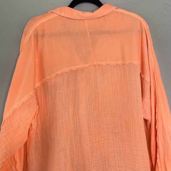 Urban Outfitters Out from Under Orange Gauzy Button Up Medium - Picture 7 of 10